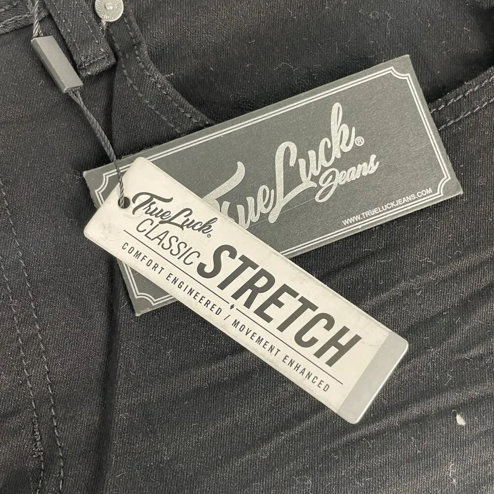 True Luck Classic Stretch Slim Straight Black Jeans Men's 34x32 NWT